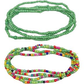 Taouzi Waist Beads for Women Colorful Beaded Body Chain Elastic String Waist Chain Beach Bikini Belly Chains Summer Jewelry for Women Girls