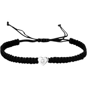 14KWhite Gold Plated Initial Heart String Bracelets for Women Men Teen Girls Boys Handmade Rope Braided Bracelet Minimalist Jewelry Matching Couple Bracelets in Saudi Arabia