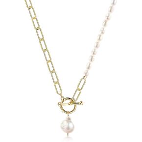 كاولاين عقد بقلادة من اللؤلؤ الباروكي على شكل مشبك ورق، سلسلة مكتنزة مطلية بالذهب عيار 18 قيراط، مجوهرات عصرية للنساء in Kuwait