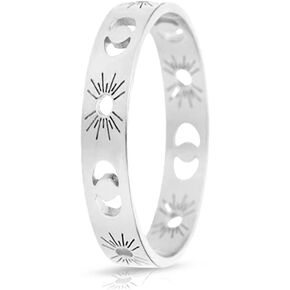 خاتم HAIXIAN Dainty Hollow Band Ring، مطلي بالبلاتينيوم من الفضة الإسترليني اللطيفة هدية مجوهرات للنساء والفتيات