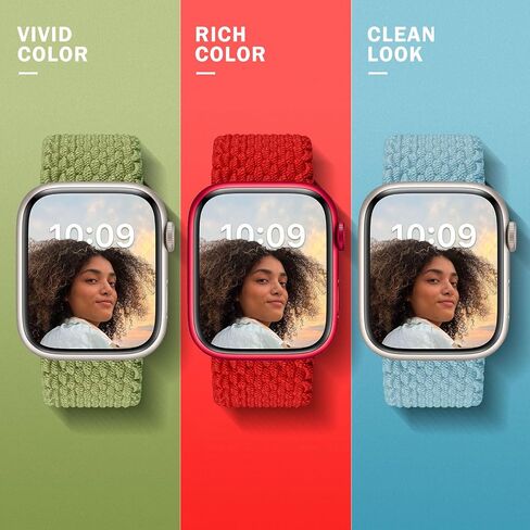 OMECKY حلقة منفردة مضفرة قابلة للتمدد متوافقة مع Apple Watch Band Series 9 8 7 6 5 4 3 38 مم 40 مم 41 مم 42 مم 44 مم 45 مم 49 مم للنساء والرجال، حزام رياضي مرن من النايلون اللطيف لـ iWatch SE/Ultra 1/2 in Kuwait