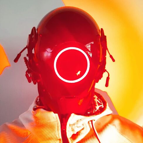 Cyber Punk Mask Round Lamp Helmet Mask Cosplay for Men and Women, Cool Mask Techwear, Full-Face Mask Costume Accessory in Saudi Arabia