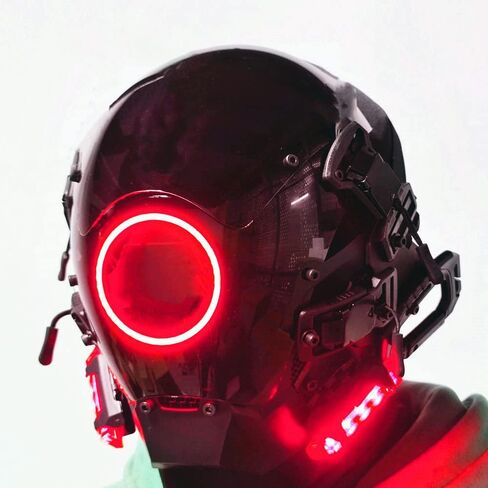 Cyber Punk Mask Round Lamp Helmet Mask Cosplay for Men and Women, Cool Mask Techwear, Full-Face Mask Costume Accessory in Saudi Arabia