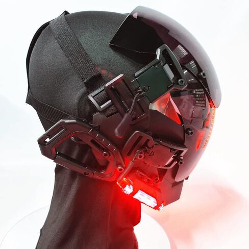 Cyber Punk Mask Round Lamp Helmet Mask Cosplay for Men and Women, Cool Mask Techwear, Full-Face Mask Costume Accessory in Saudi Arabia