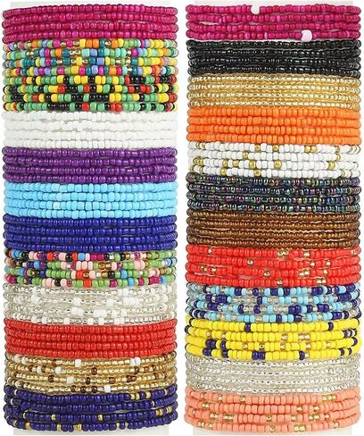 Taouzi Waist Beads for Women Colorful Beaded Body Chain Elastic String Waist Chain Beach Bikini Belly Chains Summer Jewelry for Women Girls in Kuwait
