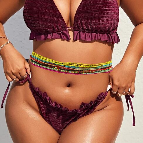 Taouzi Waist Beads for Women Colorful Beaded Body Chain Elastic String Waist Chain Beach Bikini Belly Chains Summer Jewelry for Women Girls in Kuwait