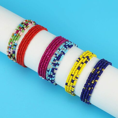 Taouzi Waist Beads for Women Colorful Beaded Body Chain Elastic String Waist Chain Beach Bikini Belly Chains Summer Jewelry for Women Girls in Kuwait