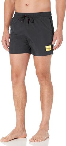 HUGO Swim Trunks Dark Charcoal Black Mens Polyester Blend Swim Trunks Polyester Blend in Saudi Arabia