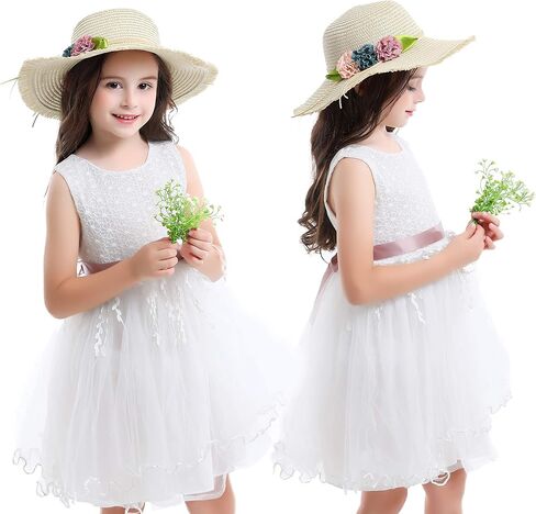 قبعة Bienvenu Girl Kids Sun Hat صيفية بحافة واسعة مرنة للشاطئ قبعة واقية من الشمس مع زهور in Kuwait