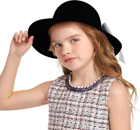 قبعة Bienvenu للأطفال من الصوف بنسبة 100% فيدورا قبعة مرنة للفتيات in Kuwait