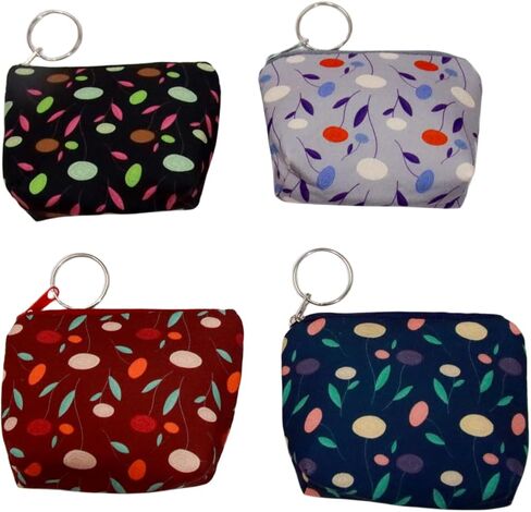 محفظة عملات نسائية من القماش من PHILITA، محفظة عتيقة بسحاب للعملات المعدنية مع حامل للمفاتيح، منظم محفظة العملات المعدنية للكازينو (متعدد الألوان-4) in Kuwait