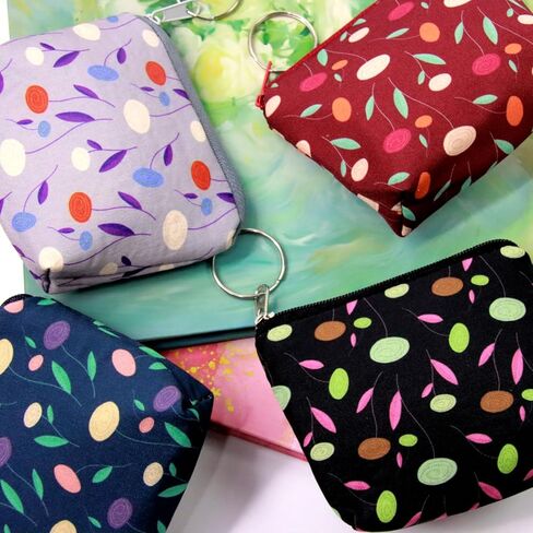 محفظة عملات نسائية من القماش من PHILITA، محفظة عتيقة بسحاب للعملات المعدنية مع حامل للمفاتيح، منظم محفظة العملات المعدنية للكازينو (متعدد الألوان-4) in Kuwait