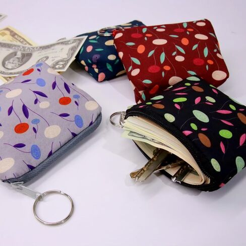 محفظة عملات نسائية من القماش من PHILITA، محفظة عتيقة بسحاب للعملات المعدنية مع حامل للمفاتيح، منظم محفظة العملات المعدنية للكازينو (متعدد الألوان-4) in Kuwait
