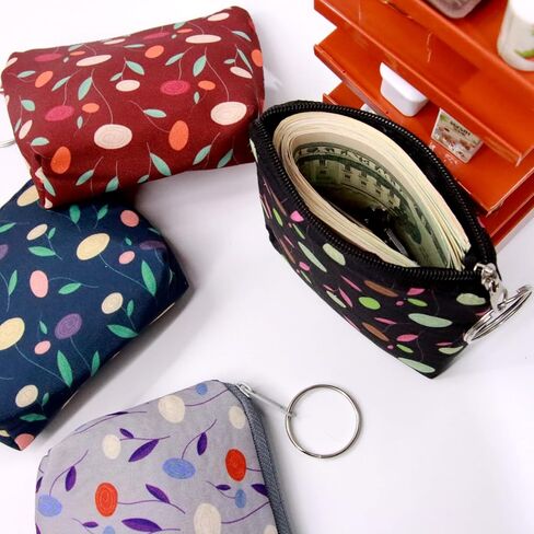 محفظة عملات نسائية من القماش من PHILITA، محفظة عتيقة بسحاب للعملات المعدنية مع حامل للمفاتيح، منظم محفظة العملات المعدنية للكازينو (متعدد الألوان-4) in Kuwait