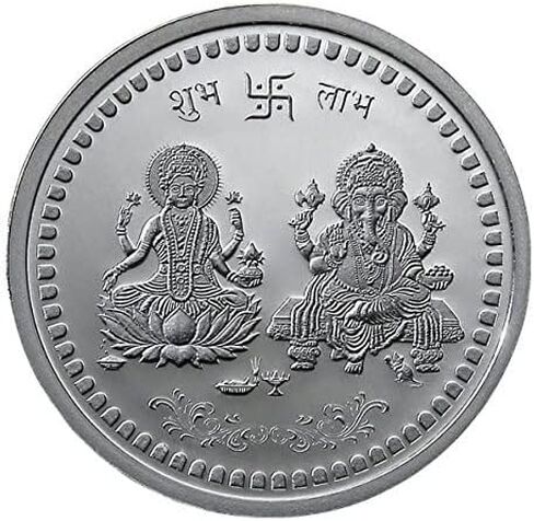 Luxmi Ganesh Ji Coin Diwali Deepawali Dhanteras Silver Coin 10 Gm Pure 999 Set of 2 RISC020220221 RISC001221 in Saudi Arabia