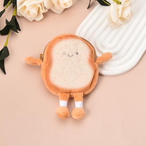 Toast Bread Coin Purse Pouch Cute Wallet Keychain Accessories for Women Girls Small Coin Money Bag Pendant Cartoon Coin Holder Wallet Handbag Backpack Decorations Key Pouch Key Decor for Keychains in Saudi Arabia