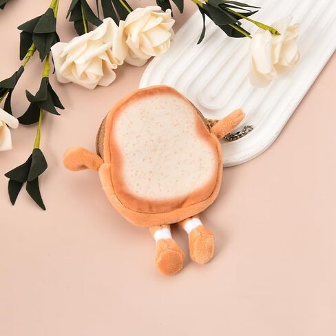 Toast Bread Coin Purse Pouch Cute Wallet Keychain Accessories for Women Girls Small Coin Money Bag Pendant Cartoon Coin Holder Wallet Handbag Backpack Decorations Key Pouch Key Decor for Keychains in Saudi Arabia