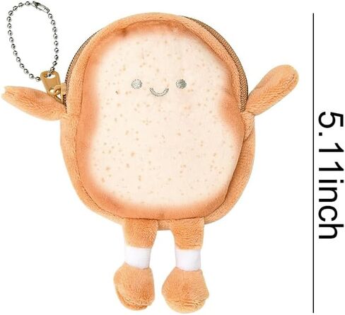 Toast Bread Coin Purse Pouch Cute Wallet Keychain Accessories for Women Girls Small Coin Money Bag Pendant Cartoon Coin Holder Wallet Handbag Backpack Decorations Key Pouch Key Decor for Keychains in Saudi Arabia