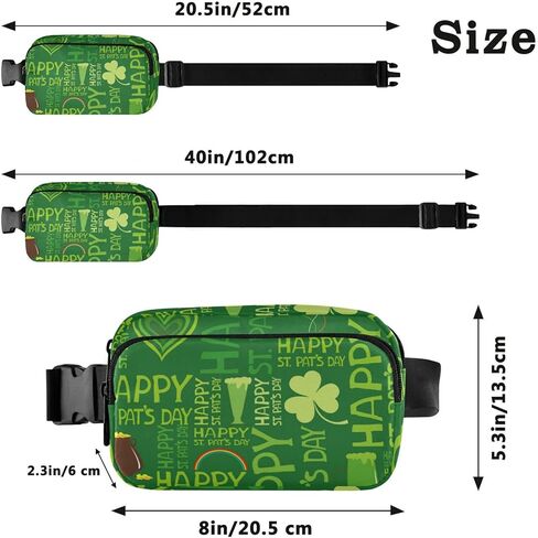 Happy St. Patrick's Day Fanny Pack للنساء والرجال، حقيبة بحزام كروس، حقيبة خصر عصرية مع حقيبة بحزام قابل للتعديل للفتيات المراهقات والأولاد in Kuwait
