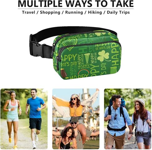 Happy St. Patrick's Day Fanny Pack للنساء والرجال، حقيبة بحزام كروس، حقيبة خصر عصرية مع حقيبة بحزام قابل للتعديل للفتيات المراهقات والأولاد in Kuwait