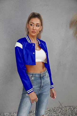 سترات نسائية من الجلد من Wryran - معطف قصير لراكبي الدراجات النارية وخفيف الوزن من جلد البولي يوريثان للنساء in Kuwait