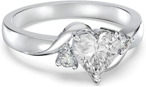 خاتم جوهرة الميلاد من PLATYCO من الفضة الإسترليني عيار 925، خاتم جوهرة الميلاد على شكل قلب، هدية عيد ميلاد لمحبي الأم والأصدقاء in Kuwait