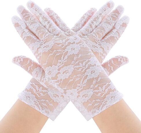 Yolev Lady Lace Floral Gloves Women's Short Lace Gloves Bridal Prom Gloves Tea Party Gloves for Wedding Opera Evening in Saudi Arabia