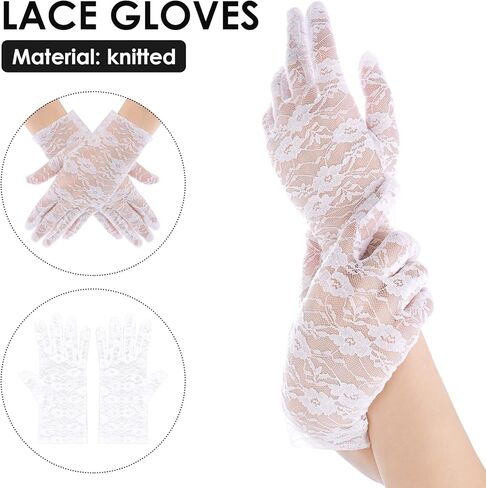 Yolev Lady Lace Floral Gloves Women's Short Lace Gloves Bridal Prom Gloves Tea Party Gloves for Wedding Opera Evening in Saudi Arabia