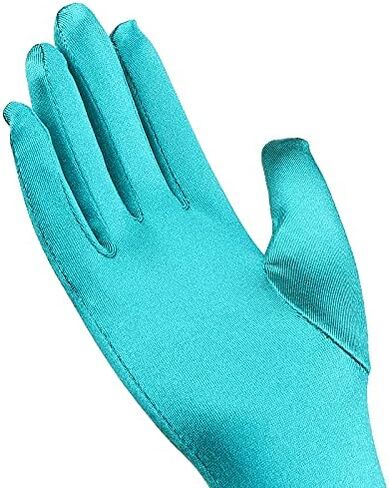 Junpeixi 22" Long Opera Satin Gloves Stretchy Adult Size, Turquoise/Malachite Green in Saudi Arabia