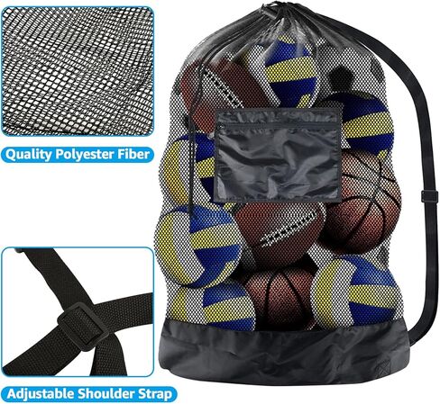 QTLCOHD 3 Pcs Extra Large Ball Bag Mesh Soccer Ball Bag Basketball Bags with Adjustable Shoulder Strap Sports Equipment Storage Bags for Soccer Ball Basketball Volleyball(28" x 40") in Kuwait