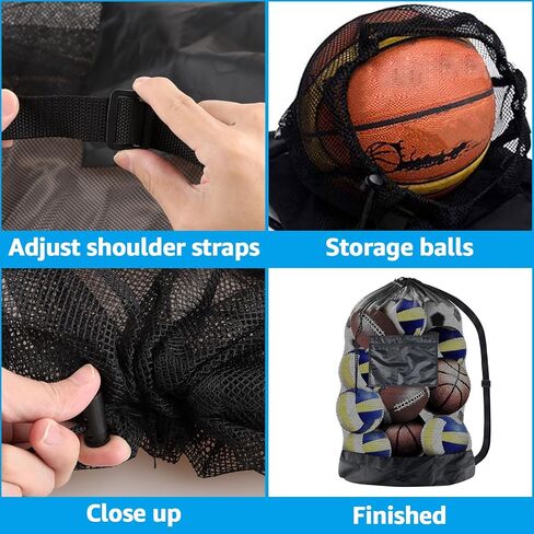 QTLCOHD 3 Pcs Extra Large Ball Bag Mesh Soccer Ball Bag Basketball Bags with Adjustable Shoulder Strap Sports Equipment Storage Bags for Soccer Ball Basketball Volleyball(28" x 40") in Kuwait