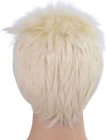 شعر مستعار رجالي قصير أشقر من Cfalaicos مع لحية ولحية ولحية ولحية ولحية ولحية ولحية ولحية ولحية ولحية ولحية ولحية ولحية، شعر مستعار للرجال مقاوم للحرارة (أشقر) in Kuwait