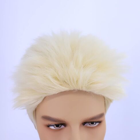 شعر مستعار رجالي قصير أشقر من Cfalaicos مع لحية ولحية ولحية ولحية ولحية ولحية ولحية ولحية ولحية ولحية ولحية ولحية ولحية، شعر مستعار للرجال مقاوم للحرارة (أشقر) in Kuwait