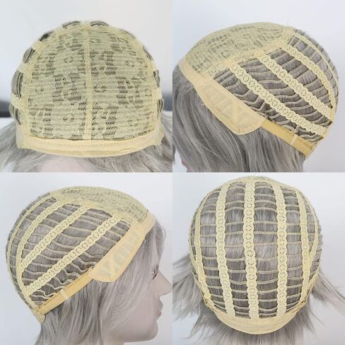 Anogol Hair Cap+ 5 pcs Set Old Mens Wig for 100 Days of School Costume Grandpa Wig Short Grey Wig For Halloween Cosplay Party Wig(1 Glasses+ 1 Bow Tie+ 1 Pipe+ 1 Suspenders) in Saudi Arabia
