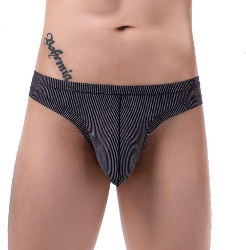 Billtop Men's Striped Low Rise Thong Underwear Stretch Thong T-Back Sexy Underwear in Kuwait