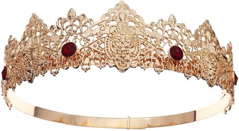 ShulaSHOP تاج ملكي ذهبي عتيق للرجال/النساء (للجنسين)، تاج الأمير للرجال، أغطية رأس كريستالية من العصور الوسطى in Kuwait