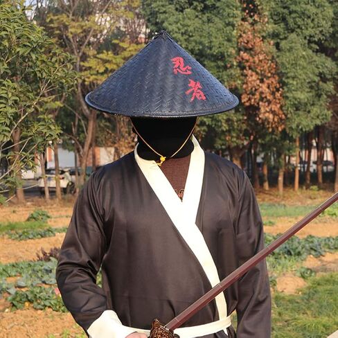 STOBOK Ninja Bamboo Hat Japan Samurai Hat Bamboo Hat Cosplay Knight Black Hat Vietnamese Japanese Coolie Straw Bamboo Cone Hat for Garden Farmer Fishing in Saudi Arabia