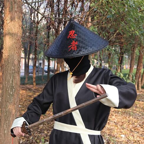 STOBOK Ninja Bamboo Hat Japan Samurai Hat Bamboo Hat Cosplay Knight Black Hat Vietnamese Japanese Coolie Straw Bamboo Cone Hat for Garden Farmer Fishing in Saudi Arabia