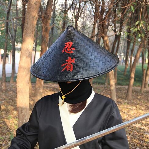 STOBOK Ninja Bamboo Hat Japan Samurai Hat Bamboo Hat Cosplay Knight Black Hat Vietnamese Japanese Coolie Straw Bamboo Cone Hat for Garden Farmer Fishing in Saudi Arabia