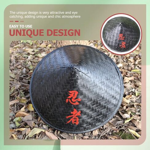 STOBOK Ninja Bamboo Hat Japan Samurai Hat Bamboo Hat Cosplay Knight Black Hat Vietnamese Japanese Coolie Straw Bamboo Cone Hat for Garden Farmer Fishing in Saudi Arabia