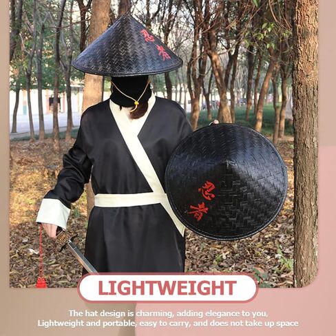 STOBOK Ninja Bamboo Hat Japan Samurai Hat Bamboo Hat Cosplay Knight Black Hat Vietnamese Japanese Coolie Straw Bamboo Cone Hat for Garden Farmer Fishing in Saudi Arabia