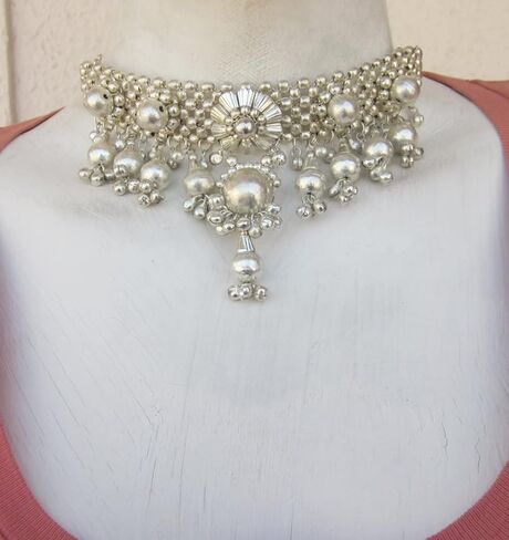 IndiaStop 8mm Howlite Beads Long Boho Link Chain Necklace 30 inches | 7 inch Tassel | Novelty Unique Fashion Jewelry | Gypsy Hippie Festival Style in Kuwait