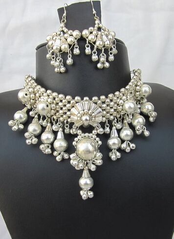 IndiaStop 8mm Howlite Beads Long Boho Link Chain Necklace 30 inches | 7 inch Tassel | Novelty Unique Fashion Jewelry | Gypsy Hippie Festival Style in Kuwait