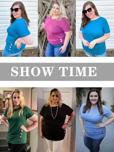 VOGRACE المرأة-حجم كبير-الصيف بلايز XL-4XL قصيرة الأكمام تي شيرت عادية الستر in Kuwait