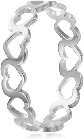 HAIXIAN Dainty Hollow Band Ring,Platinum Plated Sterling Silver Cute Statement Jewelry Gift for Women Girls in Saudi Arabia