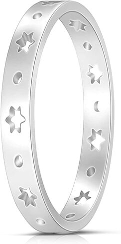 HAIXIAN Dainty Hollow Band Ring,Platinum Plated Sterling Silver Cute Statement Jewelry Gift for Women Girls in Saudi Arabia