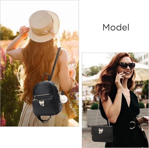 حقيبة ظهر I IHAYNER للنساء، حقيبة ظهر جلدية صغيرة للنساء حقيبة كتف للسفر مع حقائب يد قابلة للفصل، قطعتين in Kuwait