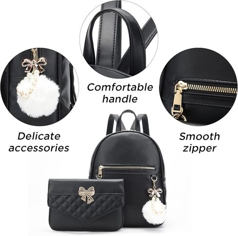 حقيبة ظهر I IHAYNER للنساء، حقيبة ظهر جلدية صغيرة للنساء حقيبة كتف للسفر مع حقائب يد قابلة للفصل، قطعتين in Kuwait