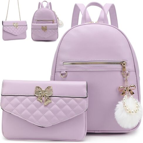 حقيبة ظهر I IHAYNER للنساء، حقيبة ظهر جلدية صغيرة للنساء حقيبة كتف للسفر مع حقائب يد قابلة للفصل، قطعتين in Kuwait