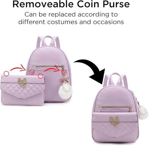 حقيبة ظهر I IHAYNER للنساء، حقيبة ظهر جلدية صغيرة للنساء حقيبة كتف للسفر مع حقائب يد قابلة للفصل، قطعتين in Kuwait